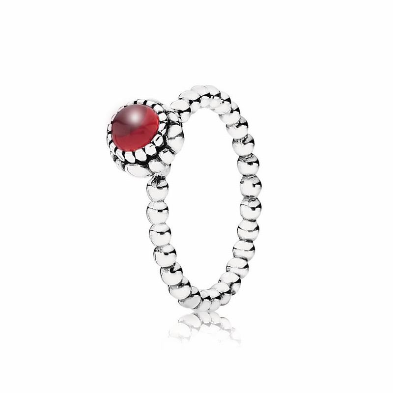 Pandora Birthday Blooms Ring January - Sterling Silver/Red/Garnet - Canada | PW8895KT